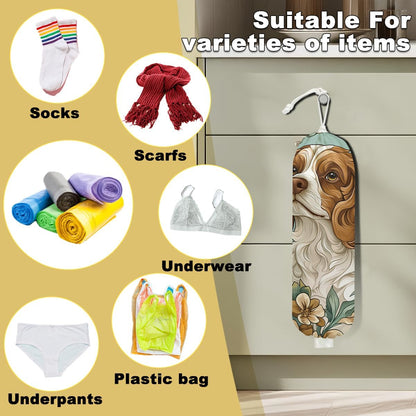 2Pcs Cat Plastic Bag Holder, Wall Mount Grocery Bag Holder, Butterfly Plastic Bags Organizer, Pull Rope Free Adjustment Holders for Grocery Bags Decoration for Home Kitchen Pantry Cat Lover Gifts