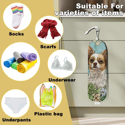 2Pcs Cat Plastic Bag Holder, Wall Mount Grocery Bag Holder, Butterfly Plastic Bags Organizer, Pull Rope Free Adjustment Holders for Grocery Bags Decoration for Home Kitchen Pantry Cat Lover Gifts