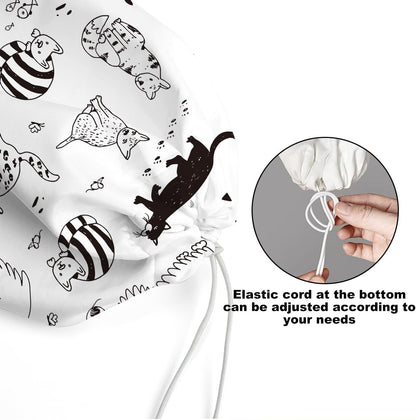 2Pcs Cat Plastic Bag Holder, Wall Mount Grocery Bag Holder, Butterfly Plastic Bags Organizer, Pull Rope Free Adjustment Holders for Grocery Bags Decoration for Home Kitchen Pantry Cat Lover Gifts