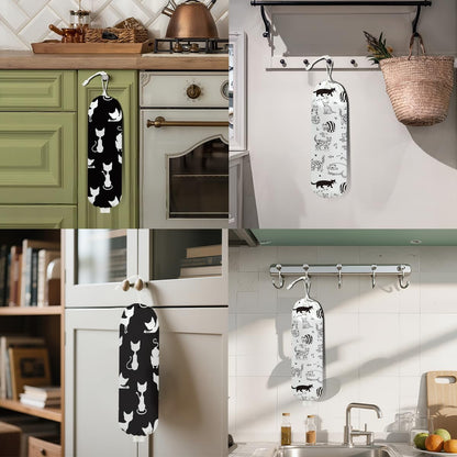 2Pcs Cat Plastic Bag Holder, Wall Mount Grocery Bag Holder, Butterfly Plastic Bags Organizer, Pull Rope Free Adjustment Holders for Grocery Bags Decoration for Home Kitchen Pantry Cat Lover Gifts