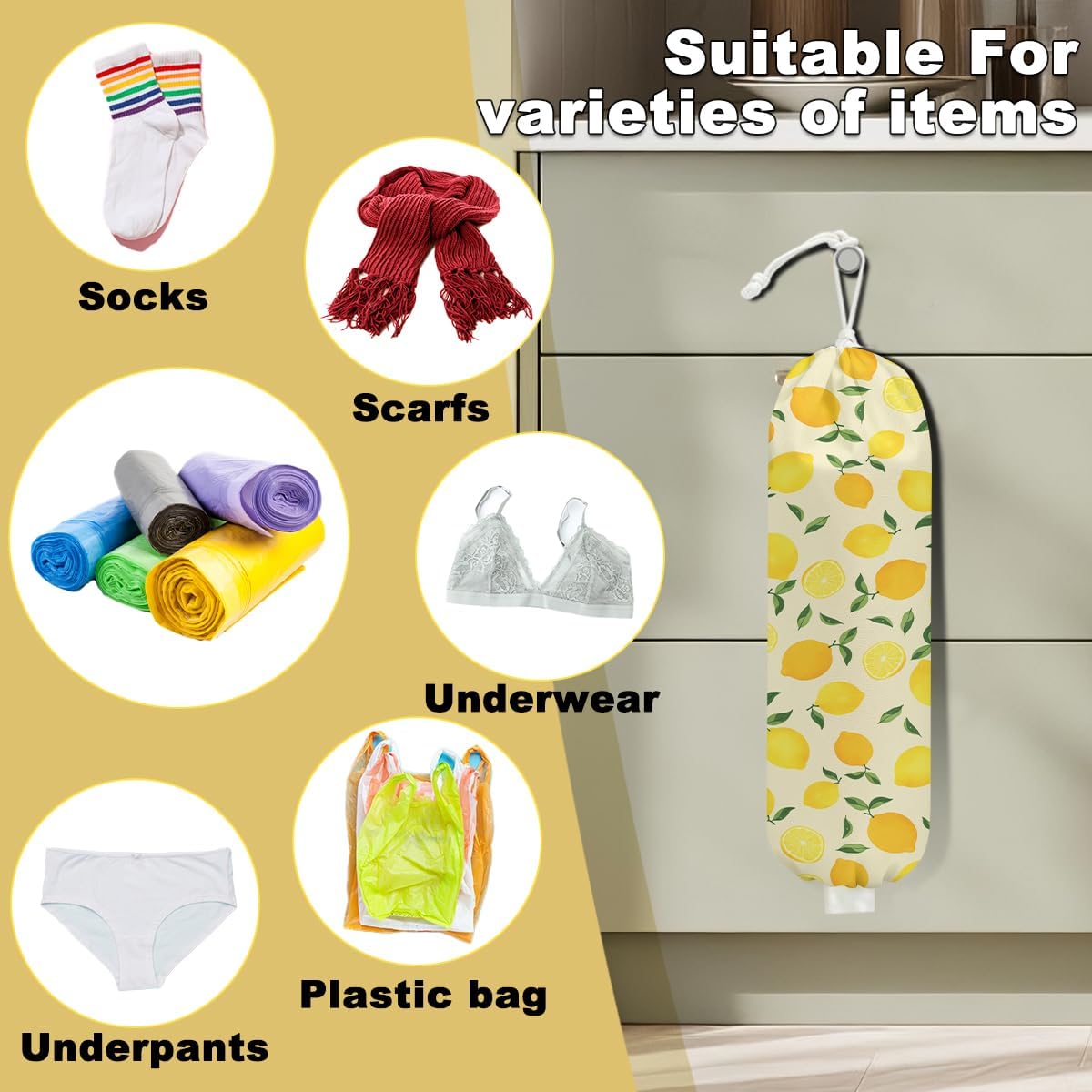 2Pcs Cat Plastic Bag Holder, Wall Mount Grocery Bag Holder, Butterfly Plastic Bags Organizer, Pull Rope Free Adjustment Holders for Grocery Bags Decoration for Home Kitchen Pantry Cat Lover Gifts