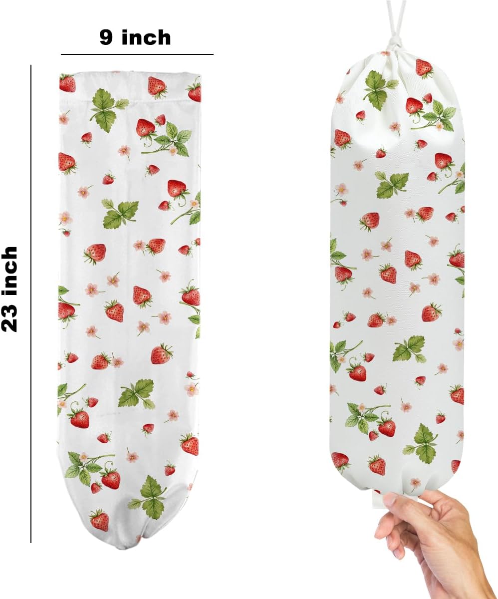 2Pcs Cat Plastic Bag Holder, Wall Mount Grocery Bag Holder, Butterfly Plastic Bags Organizer, Pull Rope Free Adjustment Holders for Grocery Bags Decoration for Home Kitchen Pantry Cat Lover Gifts