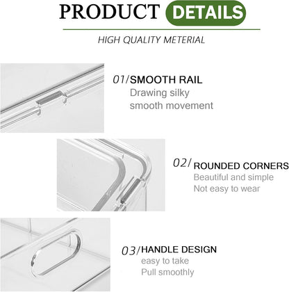 2 Pack Refrigerator Organizers and Storage, Stackable Clear Pull out Drawer Organizer Bins, BPA-Free Fridge Organizer and Storage for Fruit, Produce, Drink, Snack and Food Storage Containers