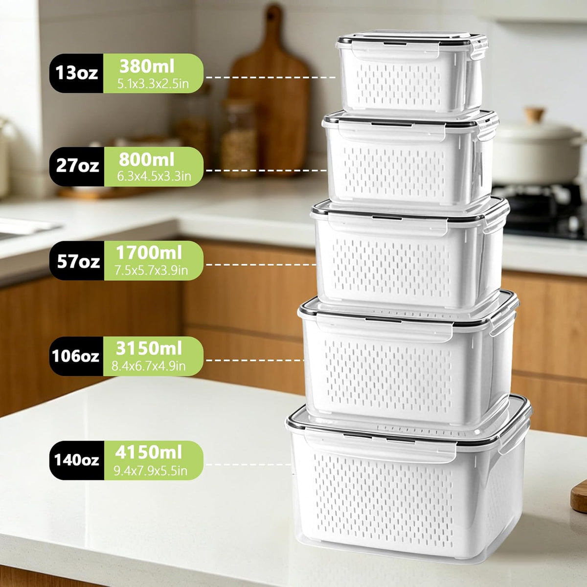 2 Pack Refrigerator Organizers and Storage, Stackable Clear Pull out Drawer Organizer Bins, BPA-Free Fridge Organizer and Storage for Fruit, Produce, Drink, Snack and Food Storage Containers
