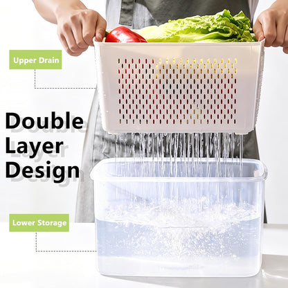 2 Pack Refrigerator Organizers and Storage, Stackable Clear Pull out Drawer Organizer Bins, BPA-Free Fridge Organizer and Storage for Fruit, Produce, Drink, Snack and Food Storage Containers