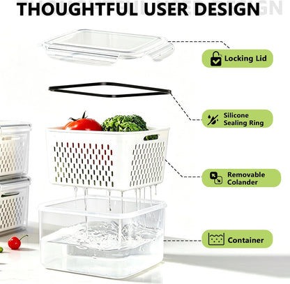 2 Pack Refrigerator Organizers and Storage, Stackable Clear Pull out Drawer Organizer Bins, BPA-Free Fridge Organizer and Storage for Fruit, Produce, Drink, Snack and Food Storage Containers