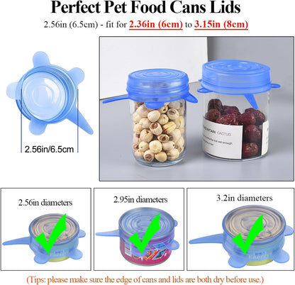 Silicone Can Lids (10 Pack, All 2.6'' Diameter), Reusable Silicone Stretch Lids for Pet Food Cans, BPA-free Seal Can Covers for Yogurt Jars Soda Regular Mason Jars Canned Pet Foods