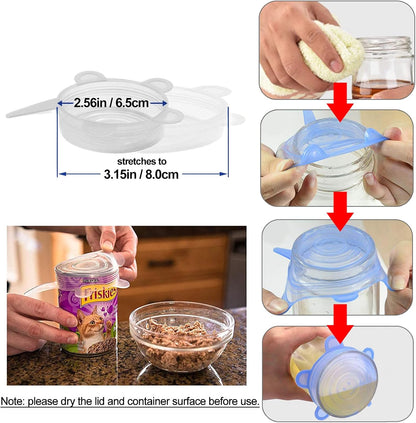 Silicone Can Lids (10 Pack, All 2.6'' Diameter), Reusable Silicone Stretch Lids for Pet Food Cans, BPA-free Seal Can Covers for Yogurt Jars Soda Regular Mason Jars Canned Pet Foods