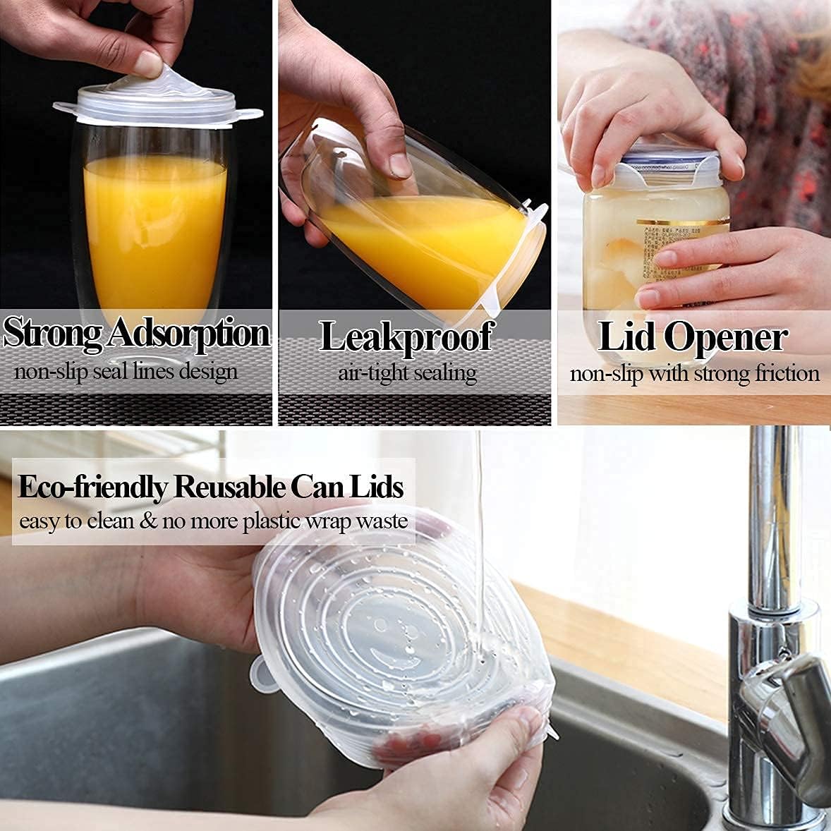 Silicone Can Lids (10 Pack, All 2.6'' Diameter), Reusable Silicone Stretch Lids for Pet Food Cans, BPA-free Seal Can Covers for Yogurt Jars Soda Regular Mason Jars Canned Pet Foods