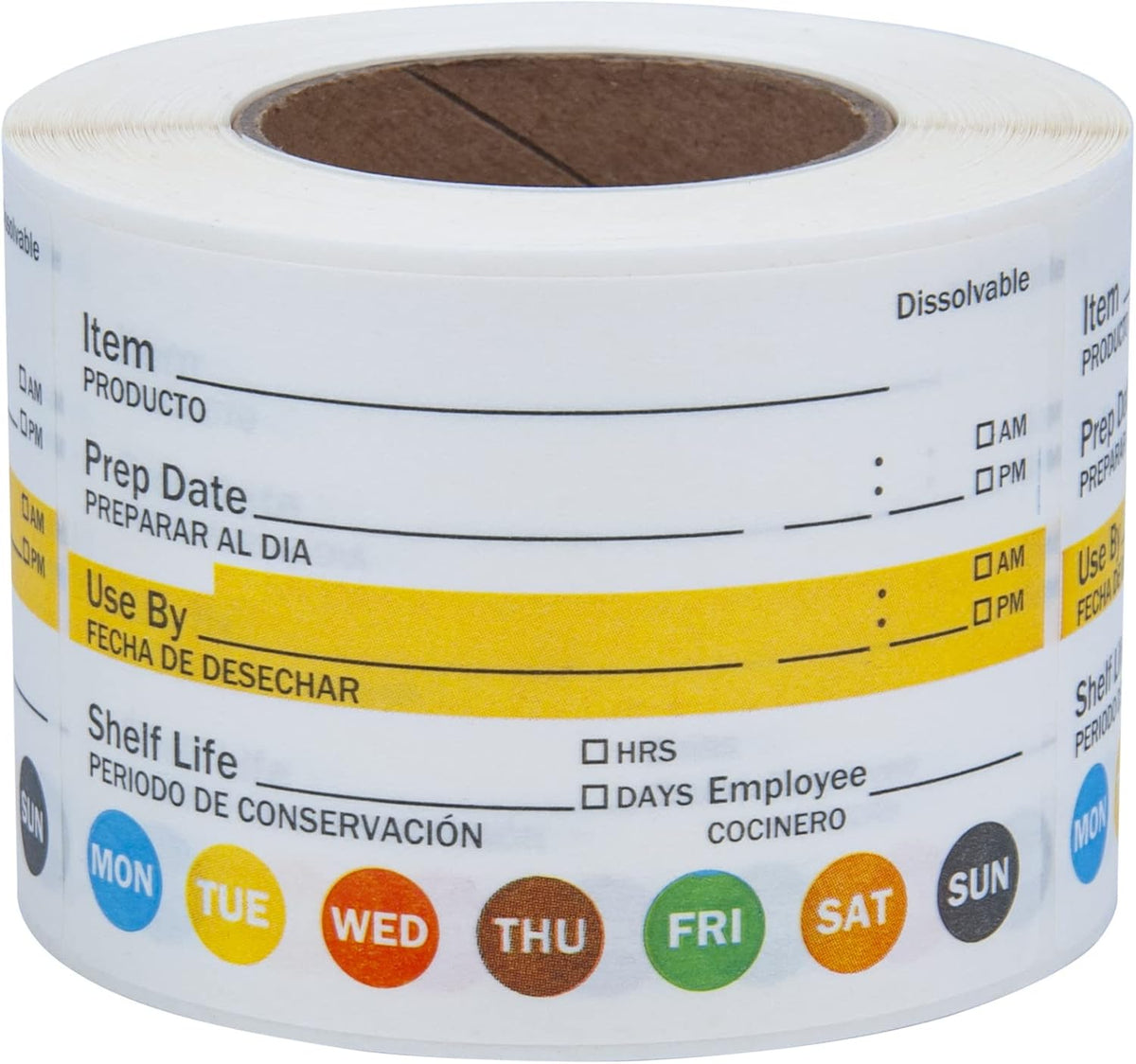 Dissolvable Label Shelf Life for Food Rotation Use by Stickers 2 x 3 Inch Roll of 250 Labels