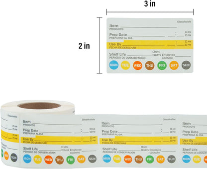 Dissolvable Label Shelf Life for Food Rotation Use by Stickers 2 x 3 Inch Roll of 250 Labels