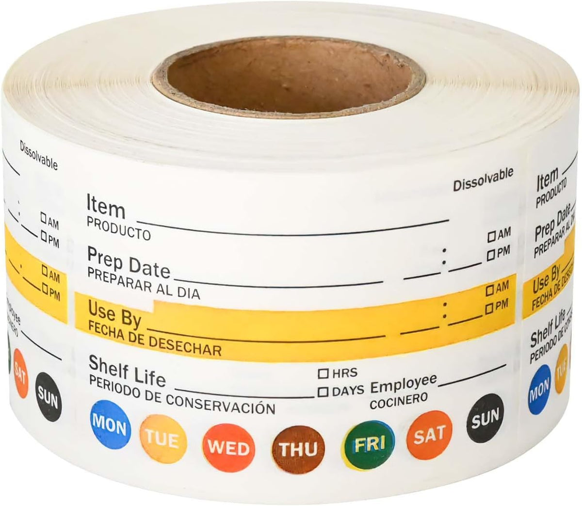 Dissolvable Label Shelf Life for Food Rotation Use by Stickers 2 x 3 Inch Roll of 250 Labels