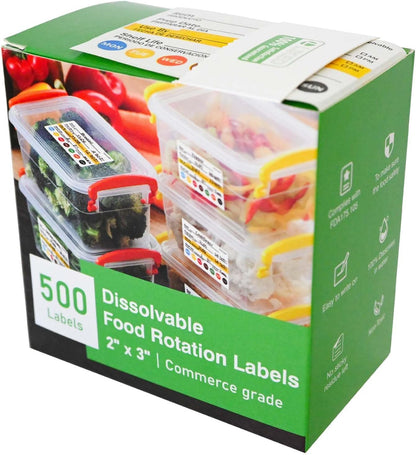 Dissolvable Label Shelf Life for Food Rotation Use by Stickers 2 x 3 Inch Roll of 250 Labels