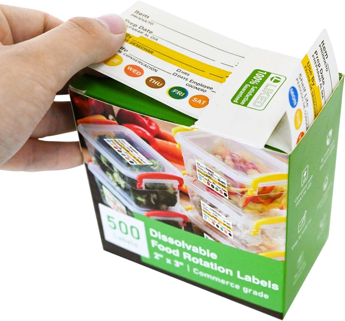 Dissolvable Label Shelf Life for Food Rotation Use by Stickers 2 x 3 Inch Roll of 250 Labels