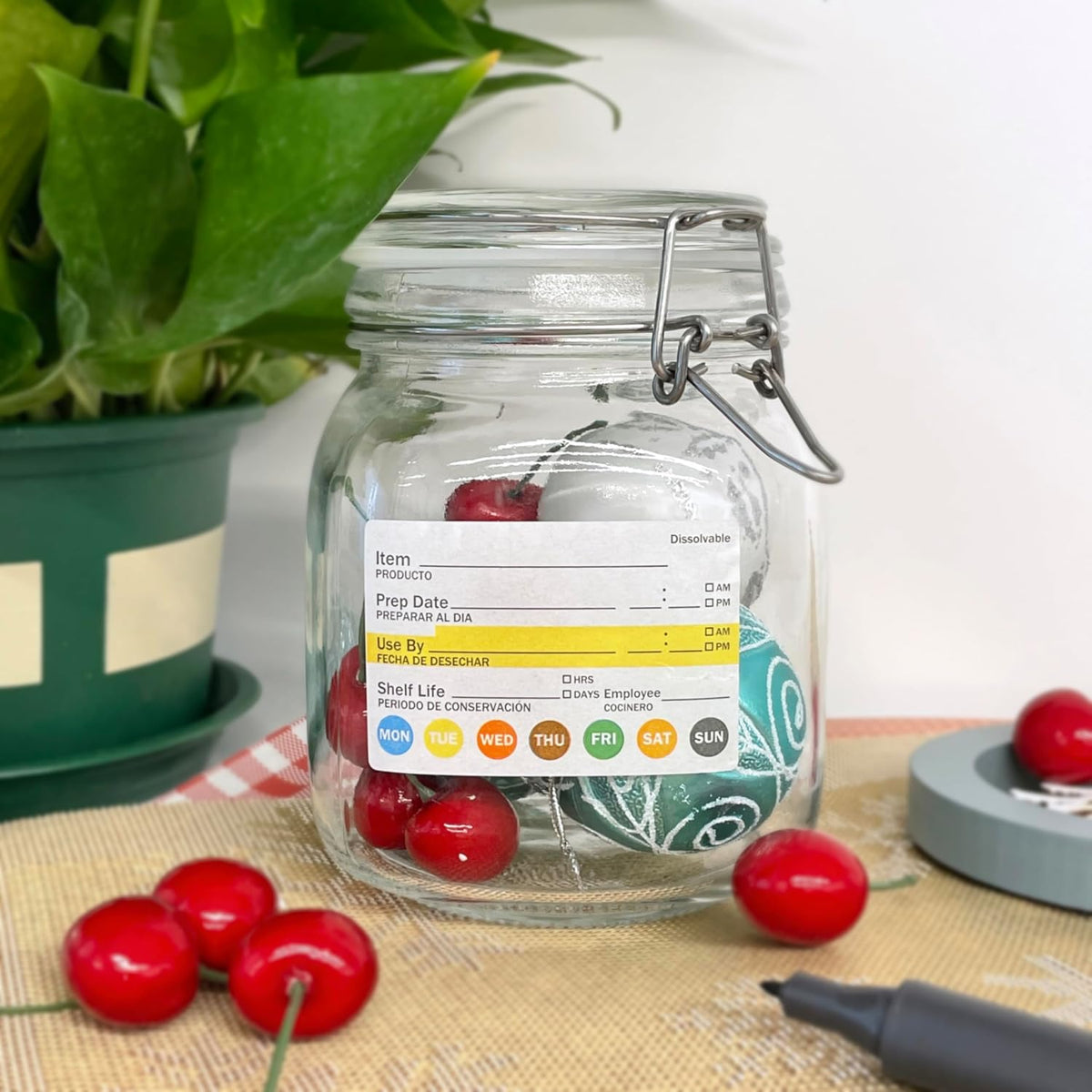 Dissolvable Label Shelf Life for Food Rotation Use by Stickers 2 x 3 Inch Roll of 250 Labels