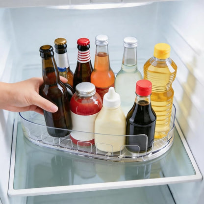 Fridge Turntable Organizer, 360° Rotating Fridge Organizer for Cabinet Tabletop, Clear Turntable Storage Bin for Refrigerator Pantry (33x21.5cm)