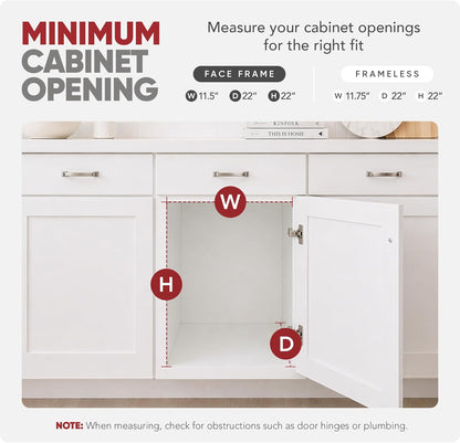 Kitchen Cabinet Pullout Organizer, Min Open Width of 20.5" | 2-Tier U-Shaped Cookware Storage Rack for Pots, Pans, and Lid Cookware, Adjustable Heavy Duty Wire, Chrome, 5CW-1222-CR