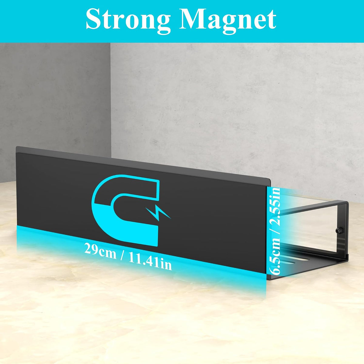 Metal Magnetic Spice Rack for Refrigerator Black | Magnetic Shelves Heavy Duty for Fridge in Kitchen, Seasoning Storage Organizer, For Oven Washer and Dryer, For Heavier Items