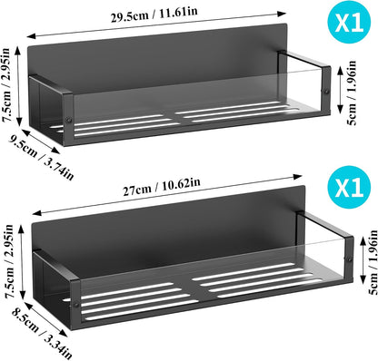 Metal Magnetic Spice Rack for Refrigerator Black | Magnetic Shelves Heavy Duty for Fridge in Kitchen, Seasoning Storage Organizer, For Oven Washer and Dryer, For Heavier Items