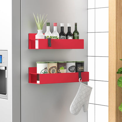 Metal Magnetic Spice Rack for Refrigerator Black | Magnetic Shelves Heavy Duty for Fridge in Kitchen, Seasoning Storage Organizer, For Oven Washer and Dryer, For Heavier Items