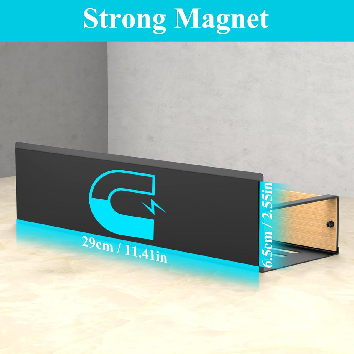 Metal Magnetic Spice Rack for Refrigerator Black | Magnetic Shelves Heavy Duty for Fridge in Kitchen, Seasoning Storage Organizer, For Oven Washer and Dryer, For Heavier Items
