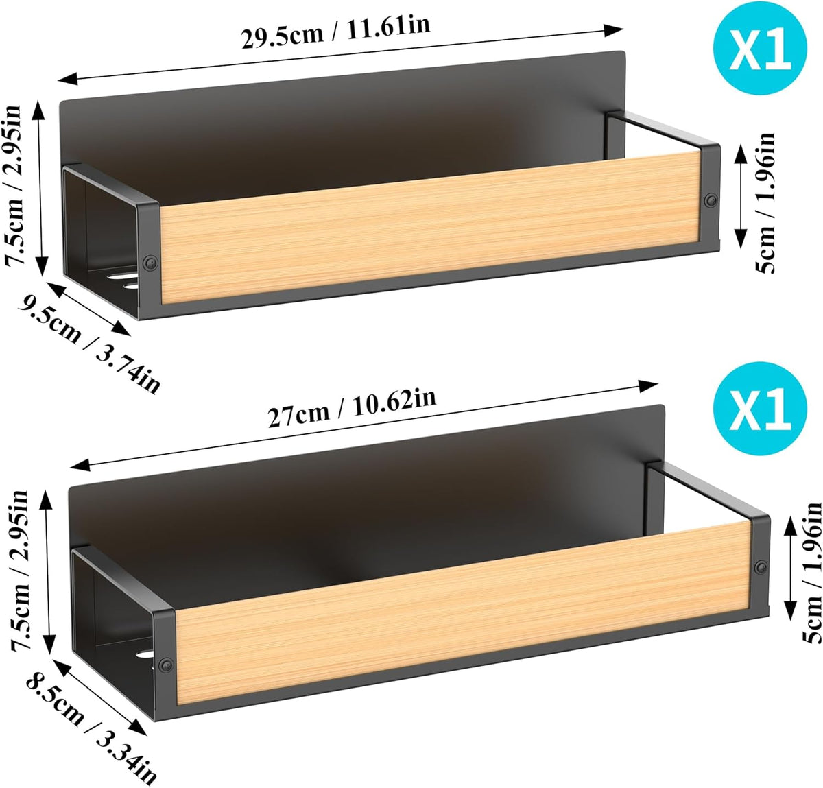 Metal Magnetic Spice Rack for Refrigerator Black | Magnetic Shelves Heavy Duty for Fridge in Kitchen, Seasoning Storage Organizer, For Oven Washer and Dryer, For Heavier Items