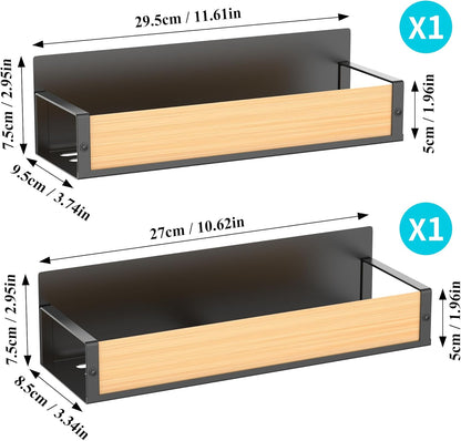 Metal Magnetic Spice Rack for Refrigerator Black | Magnetic Shelves Heavy Duty for Fridge in Kitchen, Seasoning Storage Organizer, For Oven Washer and Dryer, For Heavier Items