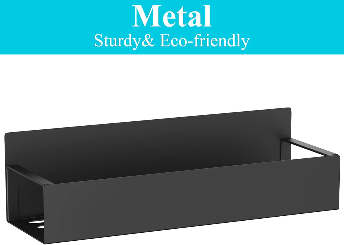 Metal Magnetic Spice Rack for Refrigerator Black | Magnetic Shelves Heavy Duty for Fridge in Kitchen, Seasoning Storage Organizer, For Oven Washer and Dryer, For Heavier Items