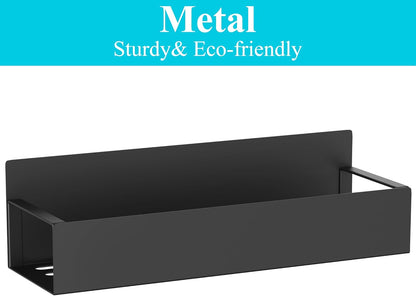 Metal Magnetic Spice Rack for Refrigerator Black | Magnetic Shelves Heavy Duty for Fridge in Kitchen, Seasoning Storage Organizer, For Oven Washer and Dryer, For Heavier Items