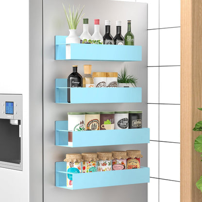 Metal Magnetic Spice Rack for Refrigerator Black | Magnetic Shelves Heavy Duty for Fridge in Kitchen, Seasoning Storage Organizer, For Oven Washer and Dryer, For Heavier Items