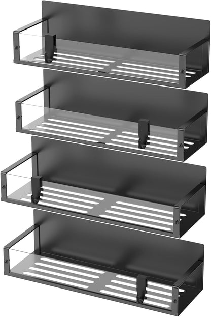 Metal Magnetic Spice Rack for Refrigerator Black | Magnetic Shelves Heavy Duty for Fridge in Kitchen, Seasoning Storage Organizer, For Oven Washer and Dryer, For Heavier Items