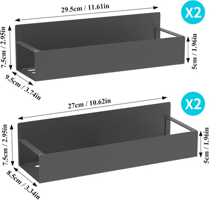 Metal Magnetic Spice Rack for Refrigerator Black | Magnetic Shelves Heavy Duty for Fridge in Kitchen, Seasoning Storage Organizer, For Oven Washer and Dryer, For Heavier Items