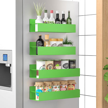 Metal Magnetic Spice Rack for Refrigerator Black | Magnetic Shelves Heavy Duty for Fridge in Kitchen, Seasoning Storage Organizer, For Oven Washer and Dryer, For Heavier Items
