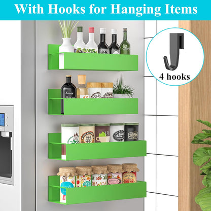 Metal Magnetic Spice Rack for Refrigerator Black | Magnetic Shelves Heavy Duty for Fridge in Kitchen, Seasoning Storage Organizer, For Oven Washer and Dryer, For Heavier Items