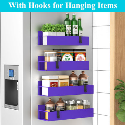 Metal Magnetic Spice Rack for Refrigerator Black | Magnetic Shelves Heavy Duty for Fridge in Kitchen, Seasoning Storage Organizer, For Oven Washer and Dryer, For Heavier Items