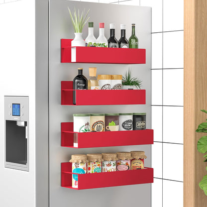 Metal Magnetic Spice Rack for Refrigerator Black | Magnetic Shelves Heavy Duty for Fridge in Kitchen, Seasoning Storage Organizer, For Oven Washer and Dryer, For Heavier Items