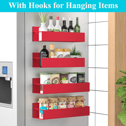 Metal Magnetic Spice Rack for Refrigerator Black | Magnetic Shelves Heavy Duty for Fridge in Kitchen, Seasoning Storage Organizer, For Oven Washer and Dryer, For Heavier Items