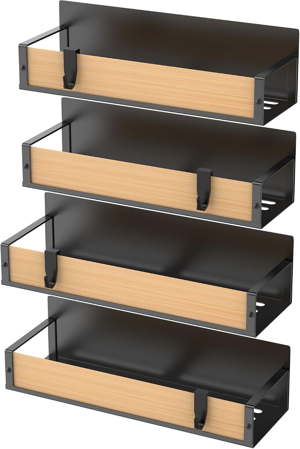 Metal Magnetic Spice Rack for Refrigerator Black | Magnetic Shelves Heavy Duty for Fridge in Kitchen, Seasoning Storage Organizer, For Oven Washer and Dryer, For Heavier Items