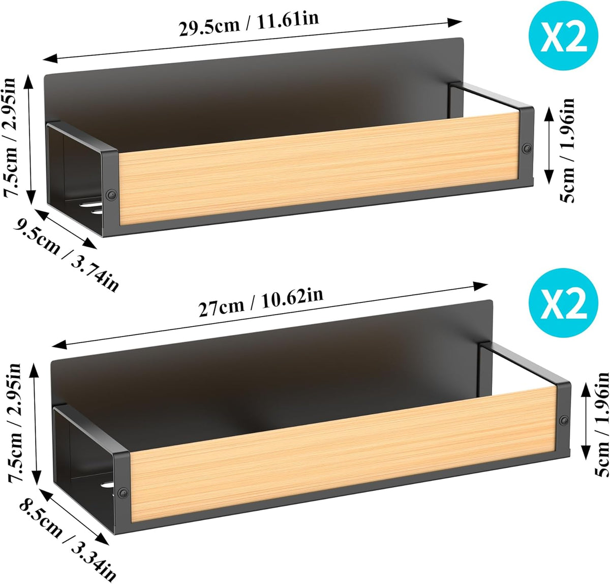 Metal Magnetic Spice Rack for Refrigerator Black | Magnetic Shelves Heavy Duty for Fridge in Kitchen, Seasoning Storage Organizer, For Oven Washer and Dryer, For Heavier Items