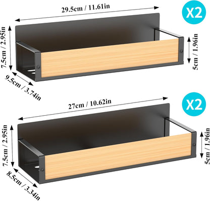 Metal Magnetic Spice Rack for Refrigerator Black | Magnetic Shelves Heavy Duty for Fridge in Kitchen, Seasoning Storage Organizer, For Oven Washer and Dryer, For Heavier Items