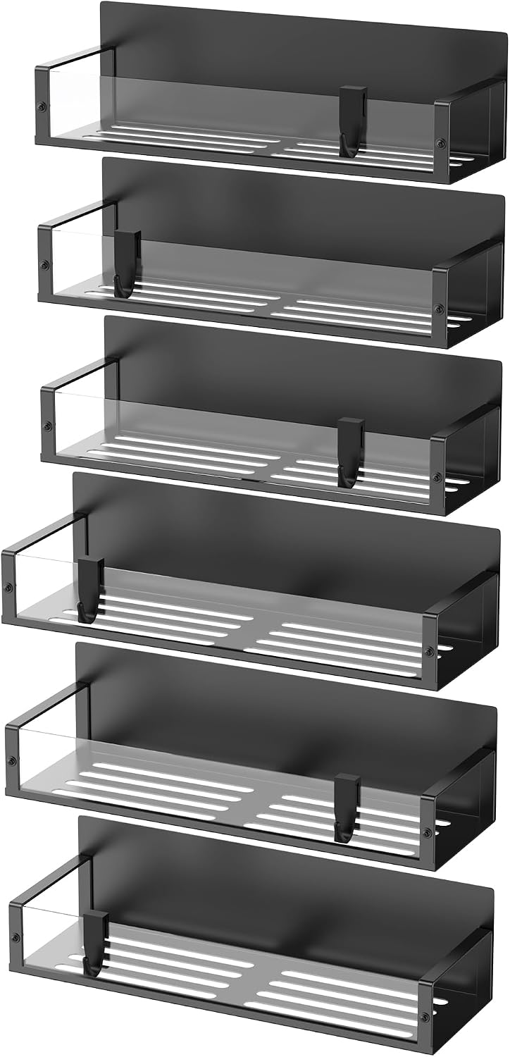 Metal Magnetic Spice Rack for Refrigerator Black | Magnetic Shelves Heavy Duty for Fridge in Kitchen, Seasoning Storage Organizer, For Oven Washer and Dryer, For Heavier Items