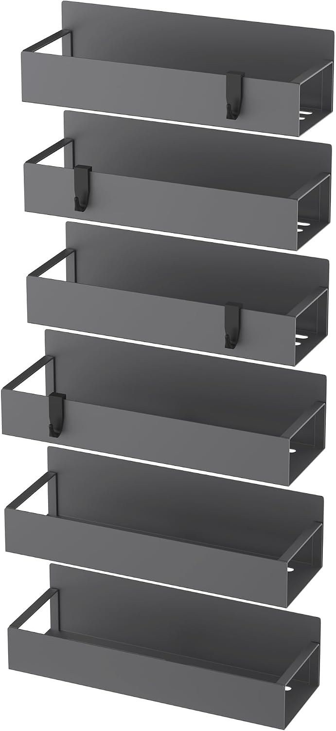 Metal Magnetic Spice Rack for Refrigerator Black | Magnetic Shelves Heavy Duty for Fridge in Kitchen, Seasoning Storage Organizer, For Oven Washer and Dryer, For Heavier Items