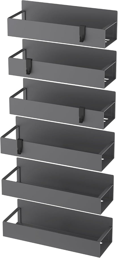 Metal Magnetic Spice Rack for Refrigerator Black | Magnetic Shelves Heavy Duty for Fridge in Kitchen, Seasoning Storage Organizer, For Oven Washer and Dryer, For Heavier Items
