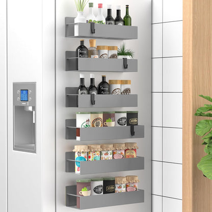 Metal Magnetic Spice Rack for Refrigerator Black | Magnetic Shelves Heavy Duty for Fridge in Kitchen, Seasoning Storage Organizer, For Oven Washer and Dryer, For Heavier Items