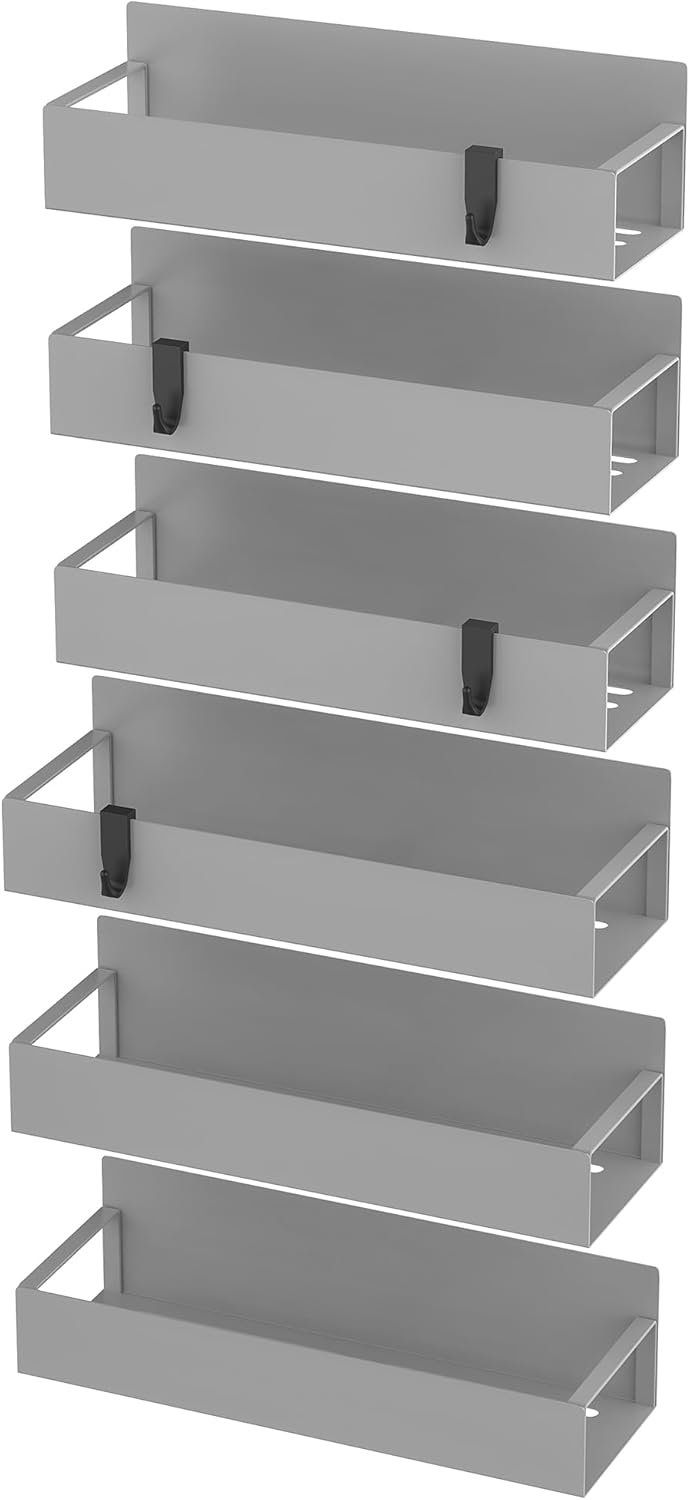 Metal Magnetic Spice Rack for Refrigerator Black | Magnetic Shelves Heavy Duty for Fridge in Kitchen, Seasoning Storage Organizer, For Oven Washer and Dryer, For Heavier Items