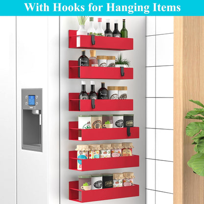 Metal Magnetic Spice Rack for Refrigerator Black | Magnetic Shelves Heavy Duty for Fridge in Kitchen, Seasoning Storage Organizer, For Oven Washer and Dryer, For Heavier Items
