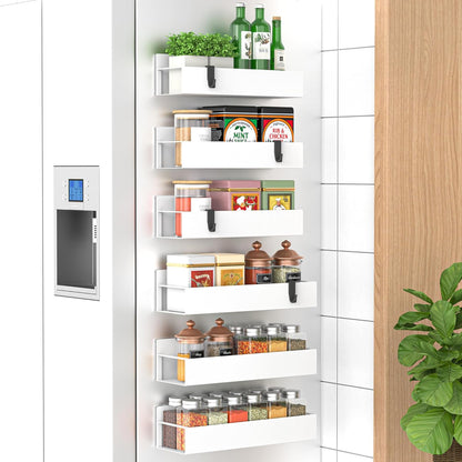 Metal Magnetic Spice Rack for Refrigerator Black | Magnetic Shelves Heavy Duty for Fridge in Kitchen, Seasoning Storage Organizer, For Oven Washer and Dryer, For Heavier Items