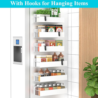 Metal Magnetic Spice Rack for Refrigerator Black | Magnetic Shelves Heavy Duty for Fridge in Kitchen, Seasoning Storage Organizer, For Oven Washer and Dryer, For Heavier Items