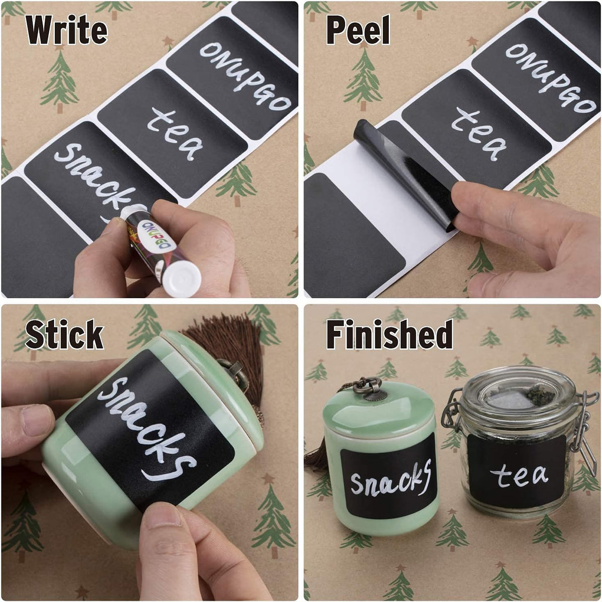 Chalkboard Labels-180pcs Waterproof Reusable Blackboard Stickers with 1 Liquid Chalk Marker for Mason Jars, Parties Decoration, Craft Rooms, Weddings, Storage, Organize Your Home & Kitchen