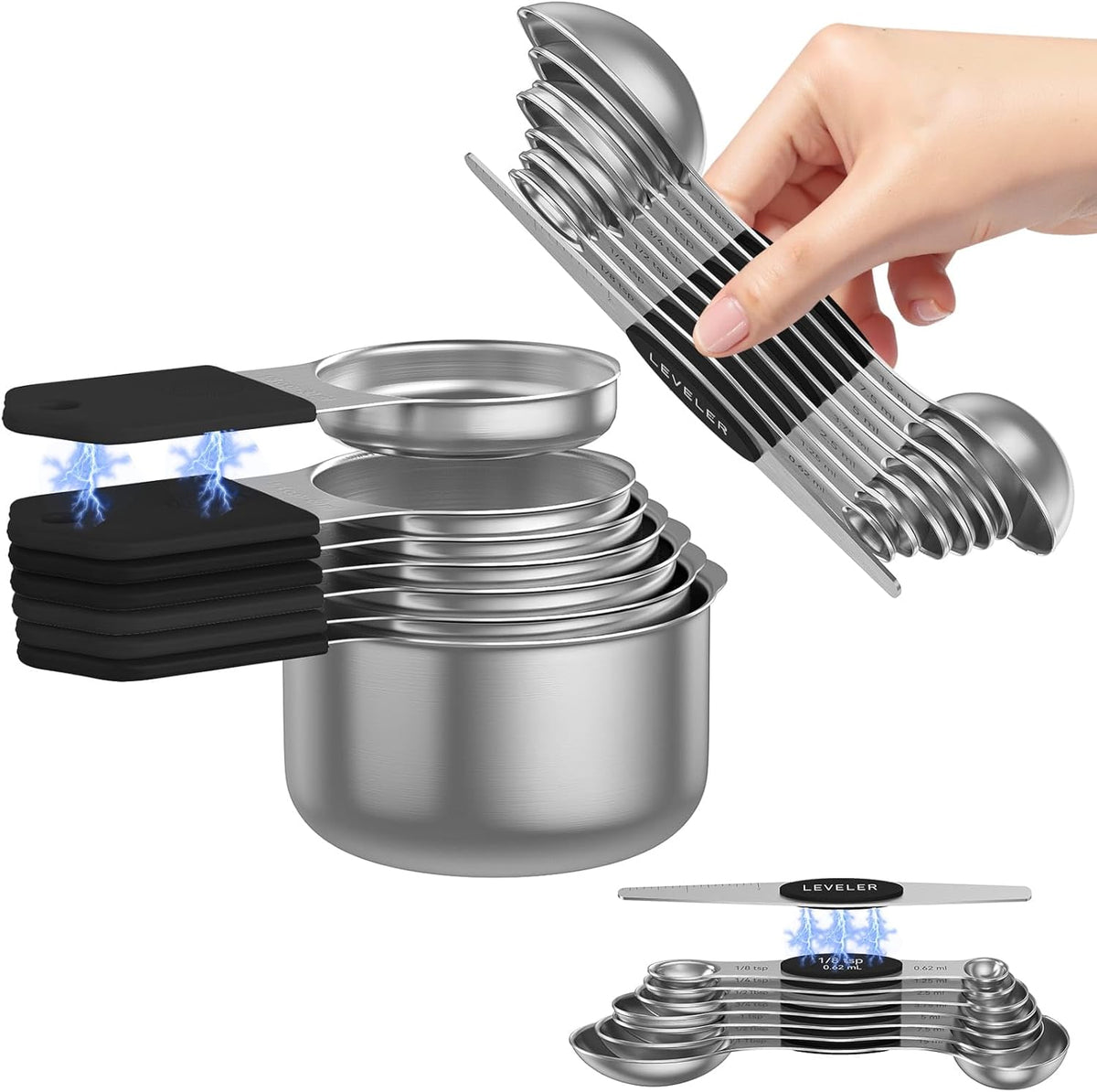 Magnetic Measuring Cups and Spoons Set – 304 Stainless Steel